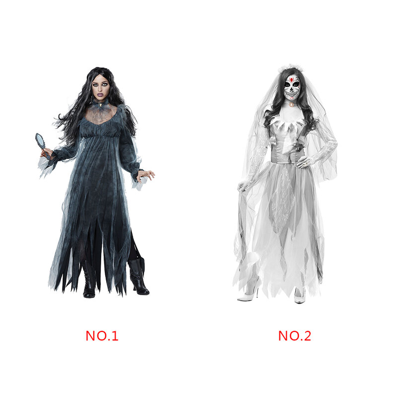 Mulher cosplay halloween traje horror fantasma morto cadáver zumbi vestido de noiva