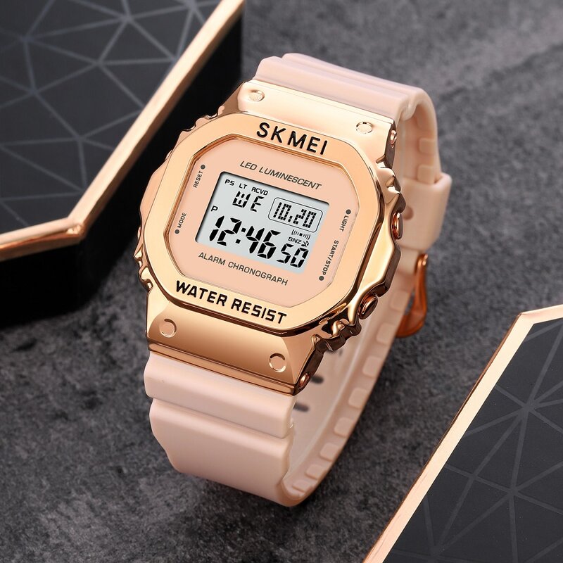 SKMEI Green Fashion Classic Square Mens orologi Digital Military Sport cronometro orologio da polso impermeabile Relogios Man Clock