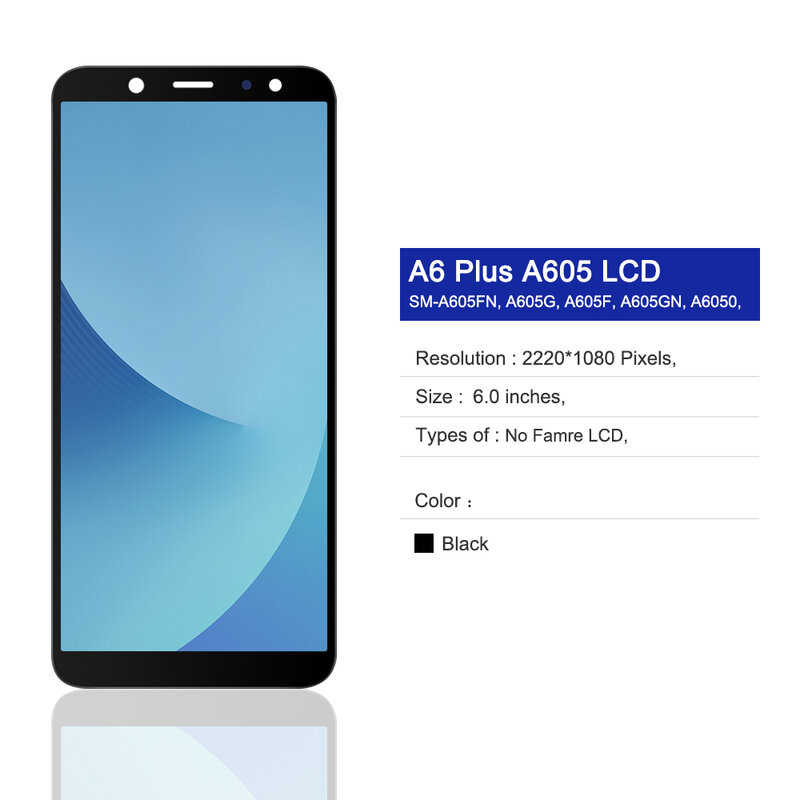 สำหรับ Samsung Galaxy A6 Plus 2018 A605จอแสดงผล LCD Touch Screen Digitizer Assembly สำหรับ Samsung A6 Plus A605 A605F A605FN a605G