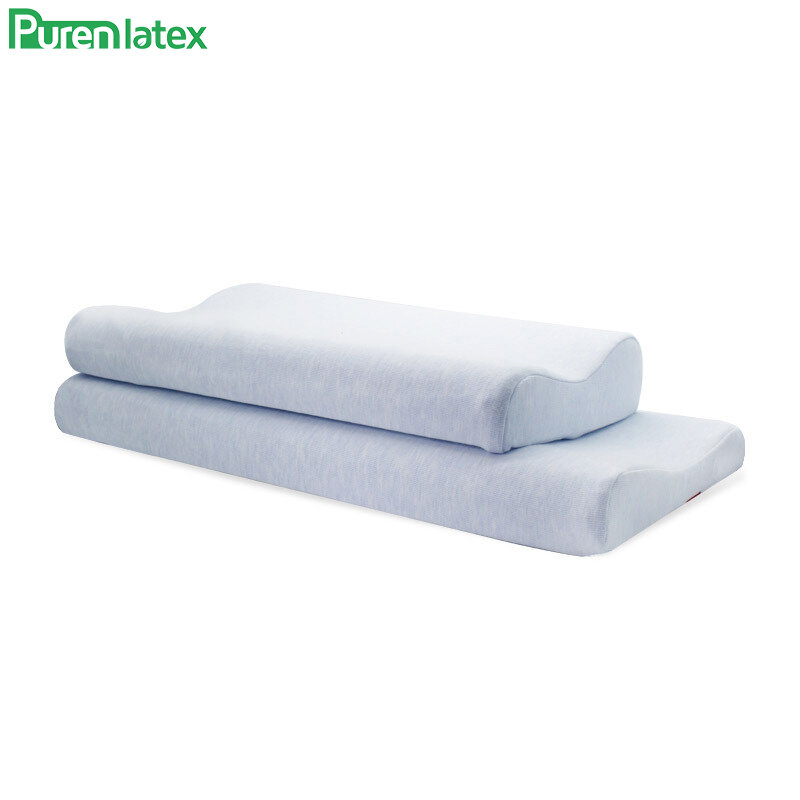 PurenLatex-almohada de espuma viscoelástica suave, protección de la columna vertebral del cuello de rebote lento, almohada delgada para esposa holandesa, niños y adolescentes