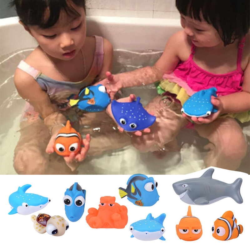 ของเล่น Finding Nemo Dory Float สเปรย์น้ำบีบของเล่นยางนุ่มเล่นห้องน้ำสัตว์เด็ก Clownfish ของเล่น