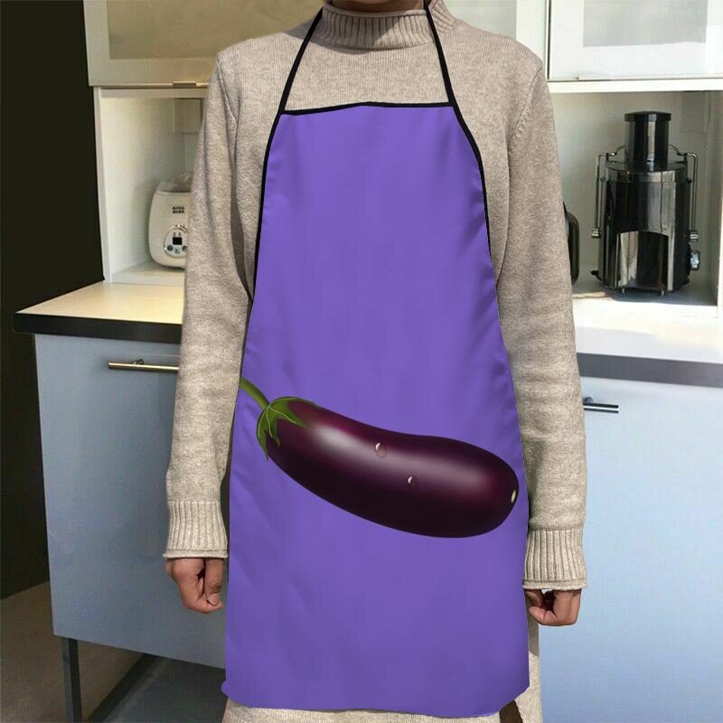 Delantal de berenjena púrpura vegetal para mujer, delantales de cocina para mujer, paño de limpieza de tela Oxford, accesorios de cocina para el hogar, 0816