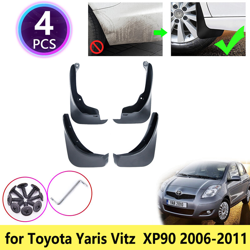 สำหรับ Toyota Yaris ยาริส XP90 2006 2007 2008 2009 2010 2011 Mudguards Mudflap Fender Mud Flaps Splash Guards รถอุปกรณ์เสริมด้านหลัง