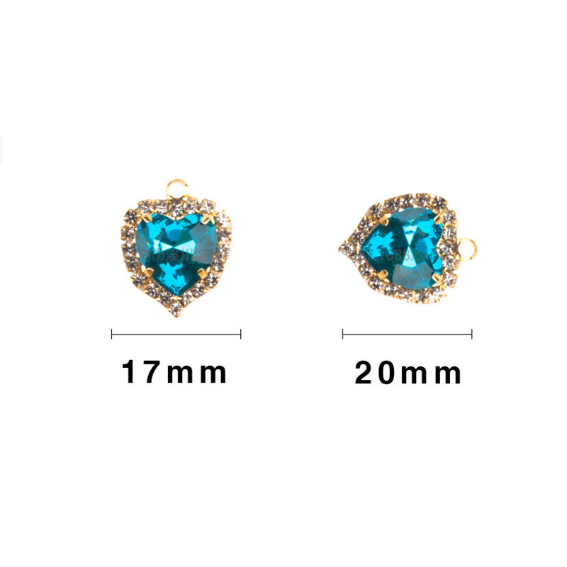 10 Buah Kristal Berlian Imitasi Hati Jimat Kalung Liontin untuk DIY Membuat Perhiasan Cocok Anting Gelang Membuat Temuan Aksesori