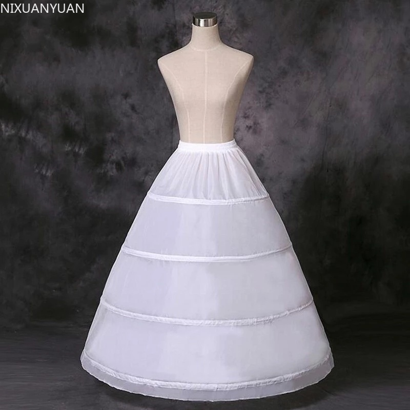 Enaguas largas de boda para vestido de novia, 4 aros, vestido de bola, enagua de crinolina, venta al por mayor, 2023