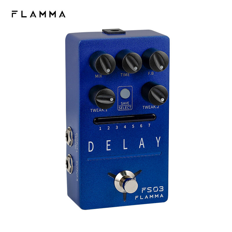 Flamma fs03 efeitos de atraso guitarra pedal estéreo atraso 6 efeitos de atraso com 80s looper storable presets tap tempo trilha em