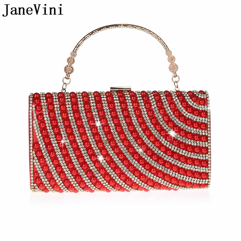 Janevini-女性のためのきらびやかなラインストーンハンドバッグ,ゴールドチェーン付きのきらびやかなパーティーバッグ