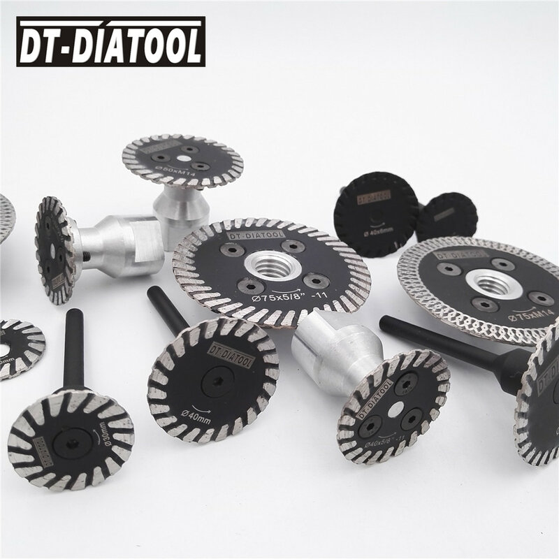 DT 1pc 75mm Hot pressed mini turbo diamond blade with removable 5/8-11 flange and 1pc 75mm blade