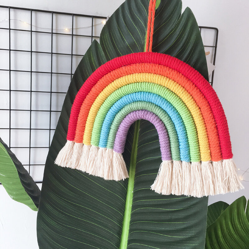 7 Lines Rainbow Hanging Ornament DIY Rope Handmade Woven Wall Decor Baby Girls Room Decor Home Nursery Decor