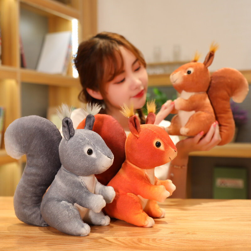 Super słodki 25cm wiewiórka pluszowa zabawka wypchana pasiasta wiewiórka zwierzęta leśne słodkie zwierzęta kreskówkowe zabawki prezent świąteczny dla dzieci