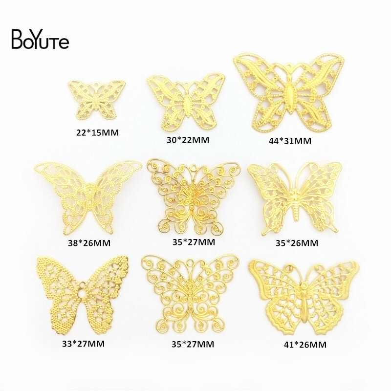 BoYuTe-Accesorios de joyería hechos a mano, mezcla de filigrana de estilos, Metal, latón, estampado, mariposa, flor