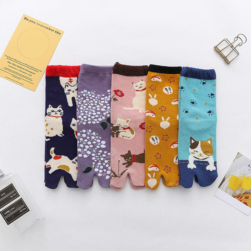 Calcetines de dos dedos para hombre y mujer, calcetín Unisex tipo Kimono japonés, chanclas, sandalia, Tabi Ninja Geta
