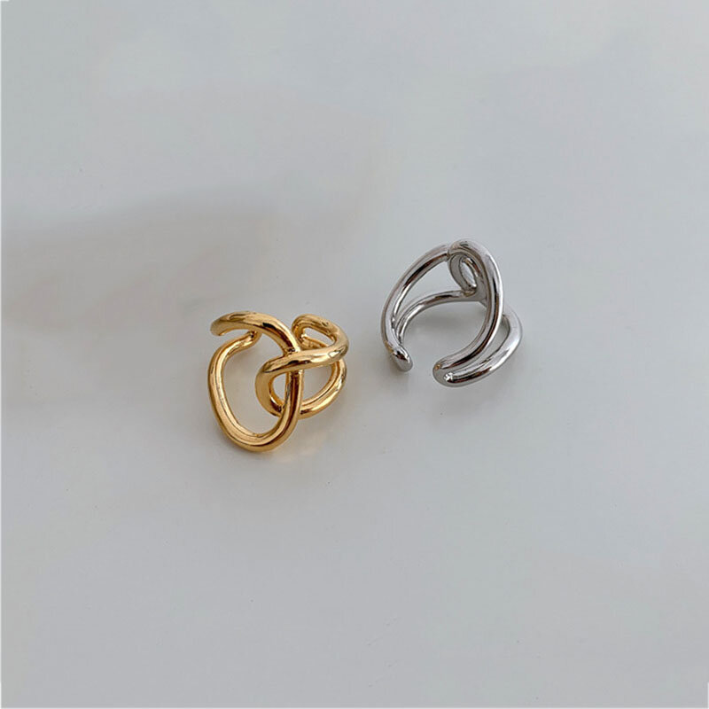 XIYANIKE anelli annodati a croce geometrici semplici Color argento per donna coppia Charms classici regali fatti a mano con gioielli da dito
