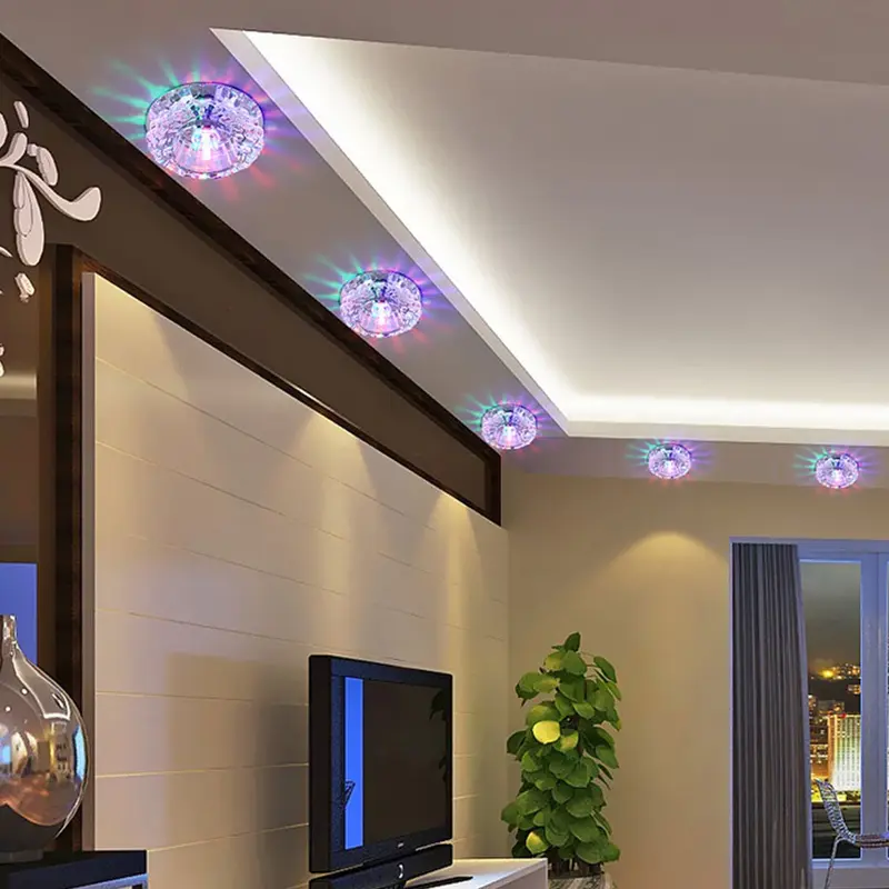 Iluminação de cristal para varanda frontal 5w, luz de teto led de montagem embutida moderna para galeria de arte, decoração de corredores, luminária