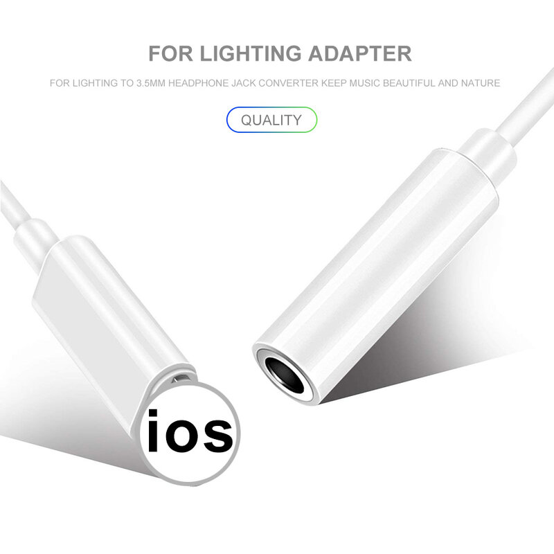 IOS 11, 12, 13 лет, адаптер для подключения наушников для iPhone 7, 6, 8, 11 X наушников AUX кабель адаптер для перехода от разъема Lightning к 3,5 мм Женский Мужск...