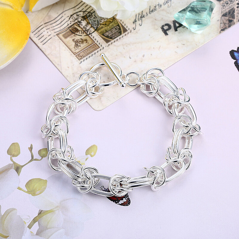 wholesale  Silver color Dragon style women Men lady noble nice bracelet fashion charm chain jewelry wedding party H025