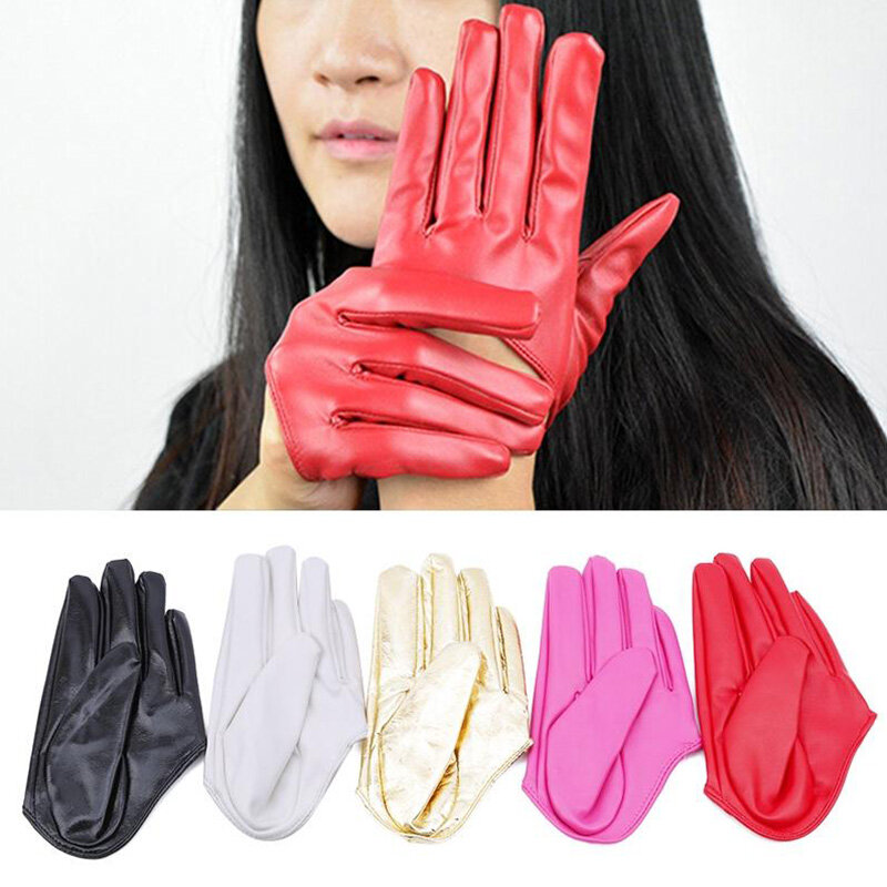 Seksowne skórzane rękawiczki dla kobiet pół dłoni pełne palce PU skórzane rękawiczki kobiece klub nocny Pole pokaz tańca skórzane rękawiczki