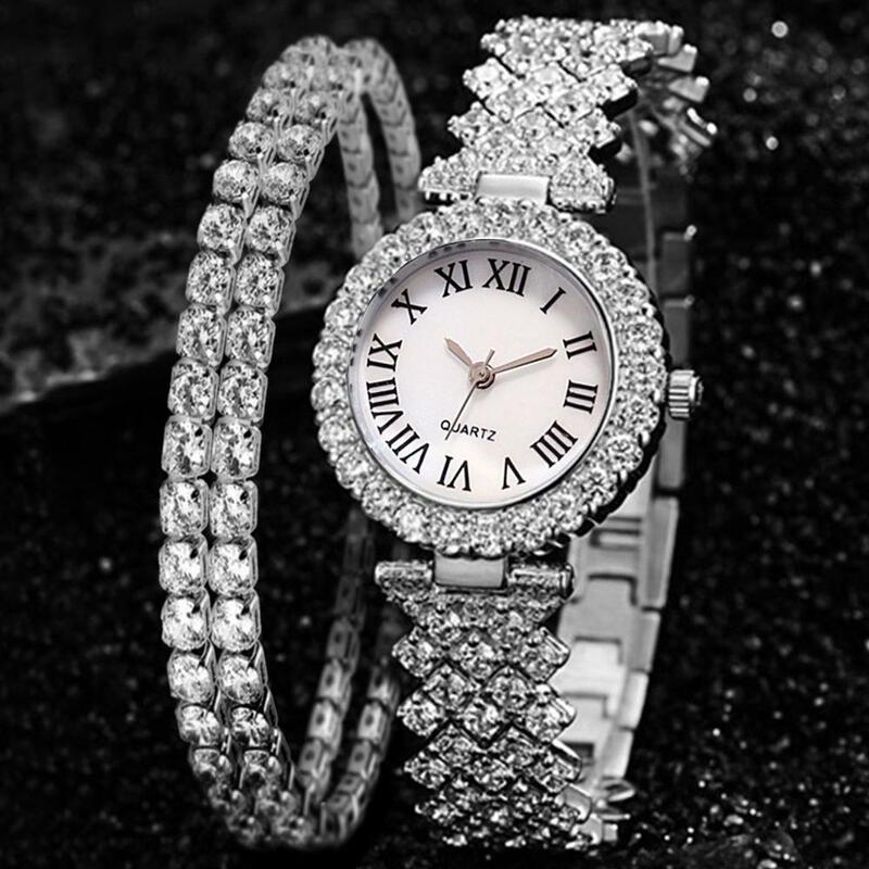 ファッション2020高級ダイヤモンド女性腕時計クォーツ時計 + ブレスレットセット女性の時計女性のための腕時計レロジオfeminino
