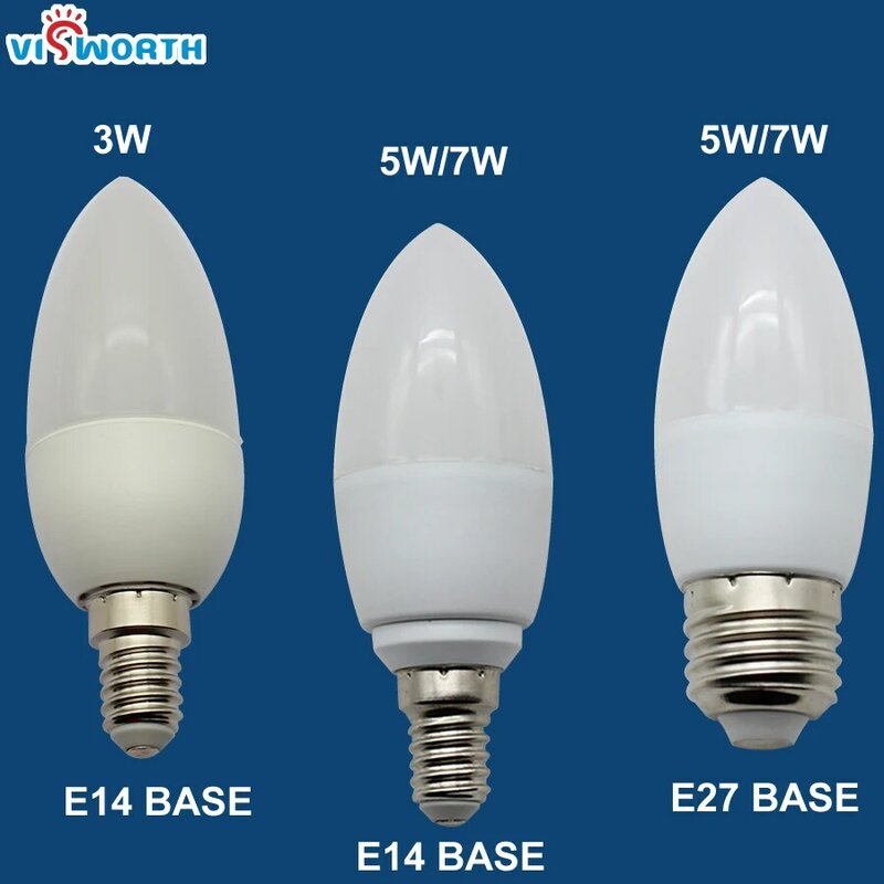Świeczka Led światła 3 W 5 W 7 W oszczędzać energię Chandlier kryształ lampa ampułka Bombillas E14 E27 AC 110 V 220 V ciepłe zimne białe oświetlenie COB LED żarówki