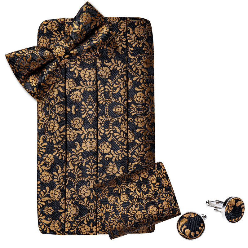 Marca Black Gold Cummerbunds For Men Gentlemen Cummerbund papillon Set per smoking accessori per abiti formali per il matrimonio