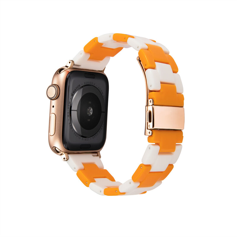 Color Resin Watchbands for Apple Watch Series 7 6 5 4 3 2 SE Folding Clasp Strap for iwatch 38mm 40mm 41mm 42mm 44mm 45mm Band
