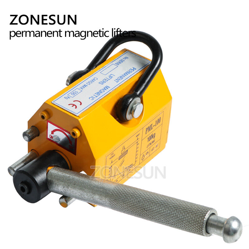 Zonesun 0.1t (100kg) guindaste de chapa de aço ferramenta de levantamento ímã material de chapa de aço workpiece levantador magnético permanente