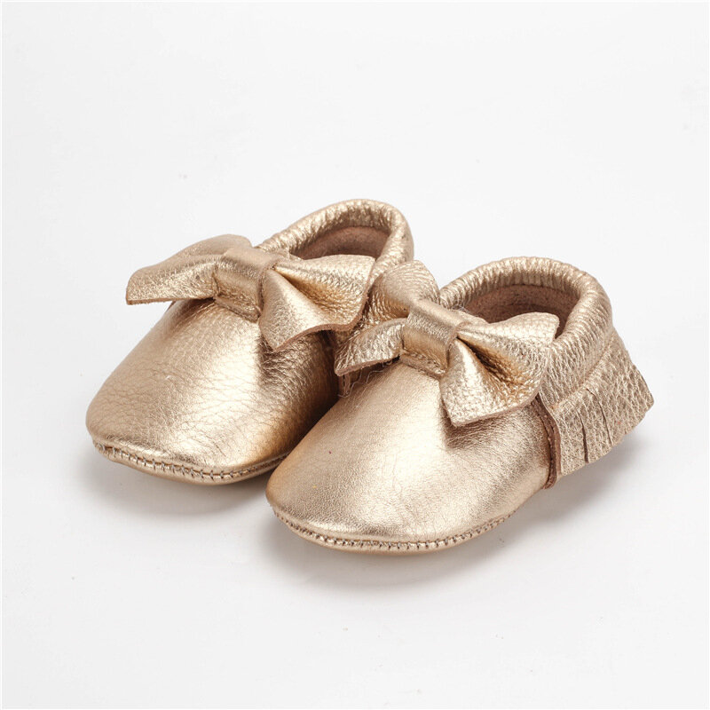 Liberação marca arco sapatos de bebê geunine couro recém-nascidos meninos meninas sapatos primeiros caminhantes mocassins 0-24 meses