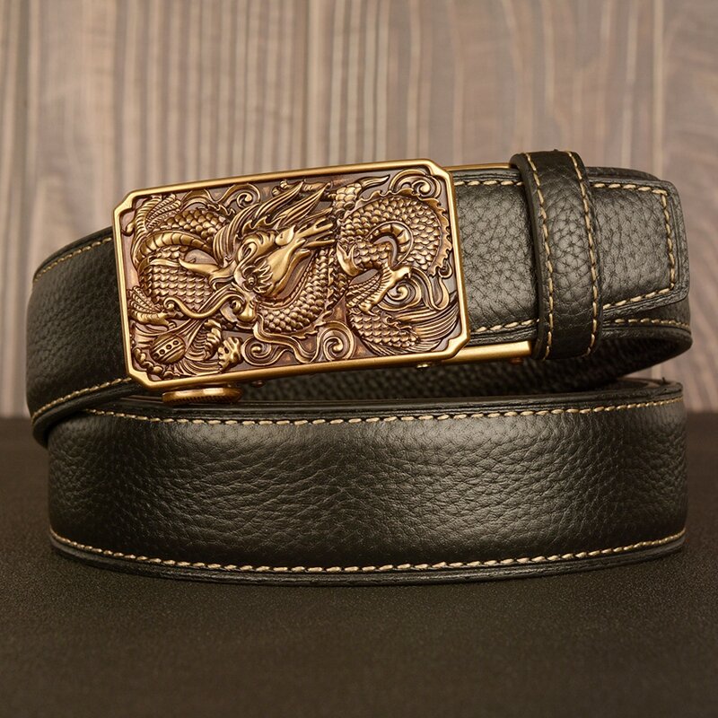 Cinturón de piel de vaca para hombre, hebilla de diseño de dragón famoso, directo de fábrica, de alta calidad, garantía de calidad, muchos estilos para referencia