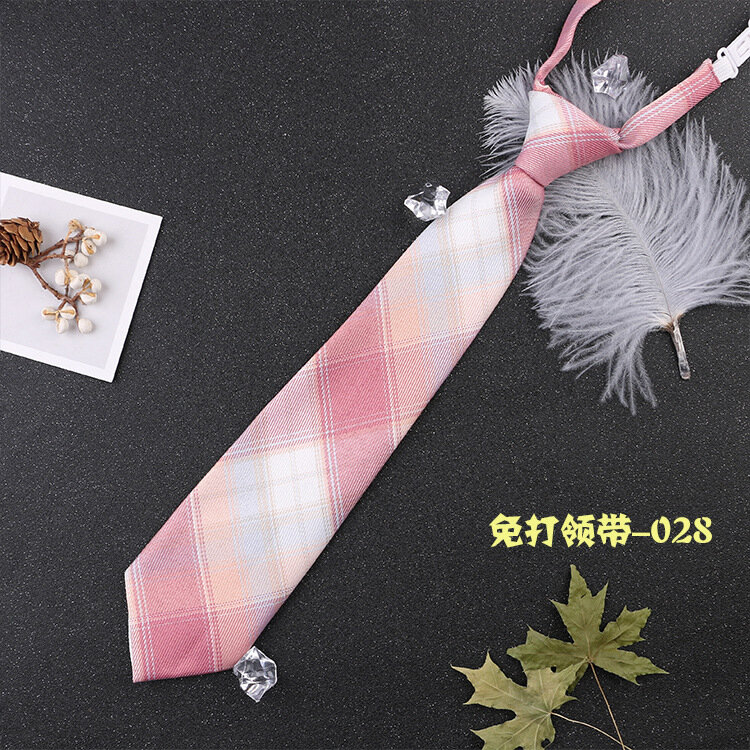 Corbata a cuadros JK para mujer, corbata de cuello de estilo japonés para uniforme Jk, trajes de corbata lindos, corbata dulce y Simple para persona perezosa, corbata de Estudiante