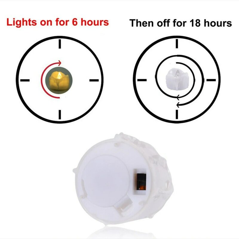 12/24pcs/lot Candle Light Flickering LED Tealight with Timer Electronic Bougie Lamp with Battery for Holiday Decoration