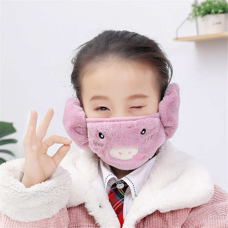 Protetores de orelha para crianças, adorável, de inverno, com desenhos animados, tampão de orelha, 2 em 1, máscara quente de orelha, faixa de proteção, equitação