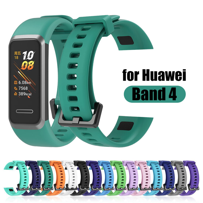 สีสำหรับ Huawei Band 4สร้อยข้อมือซิลิโคนสายรัด Huawei4 Band4นุ่มวง Watchband สายรัดข้อมือ