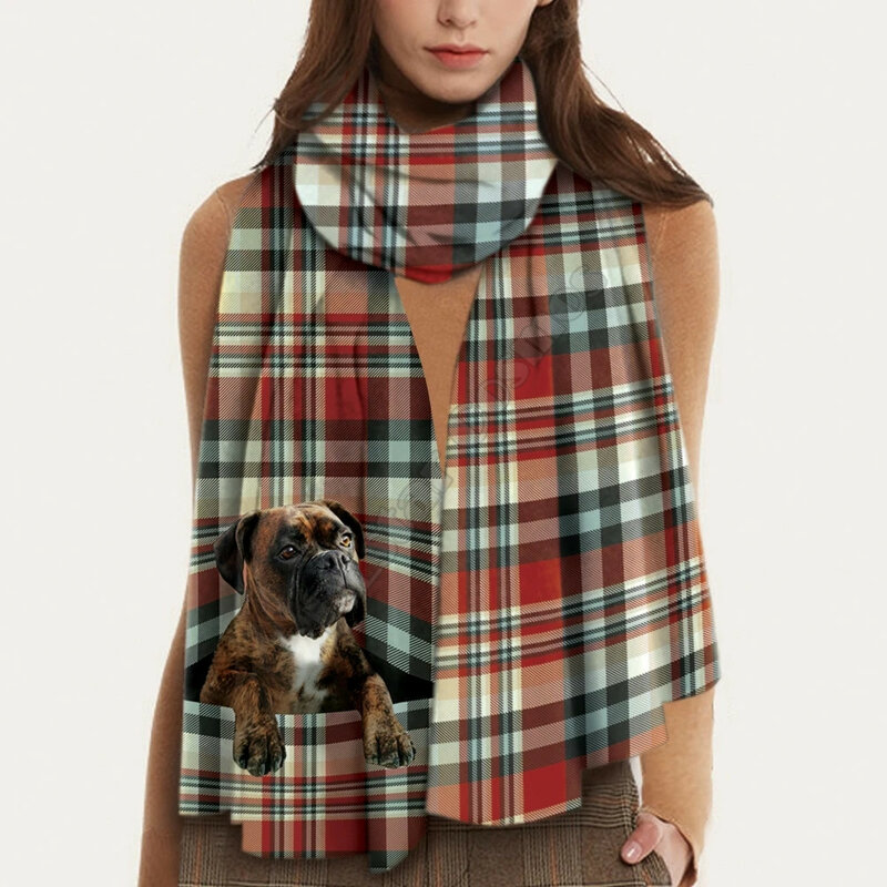 Halten Sie Warme Boston Terrier 3D Gedruckt Nachahmung Kaschmir Schal Herbst Und Winter Verdickung Warm Schal Schal