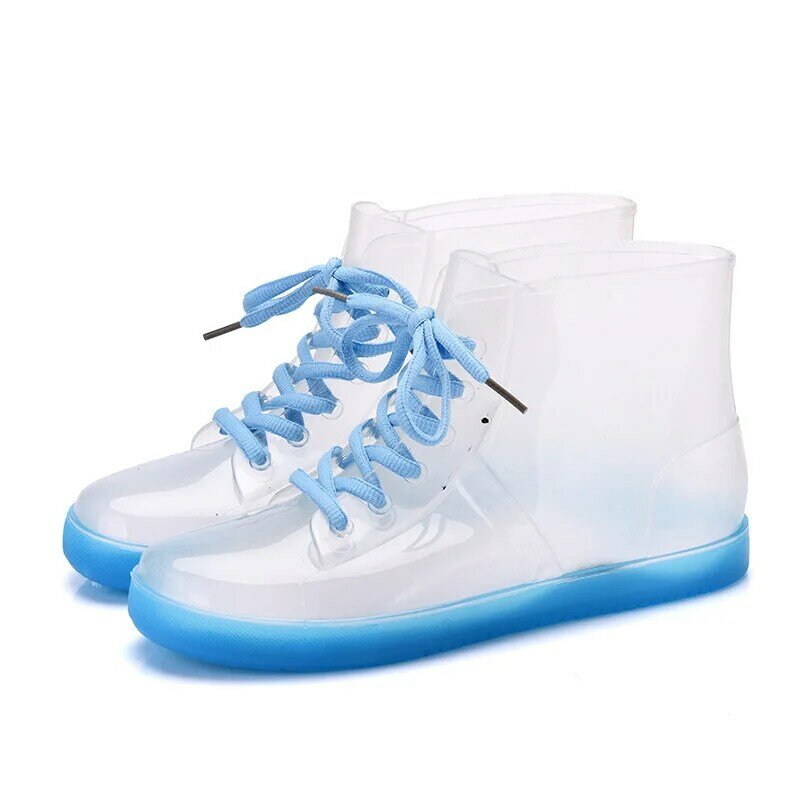 투명 장화 방수 신발 여성용 패션 젤리 보트, 야외 비오는 날 캐주얼 발목-송아지 작업 낚시 Bootddd5