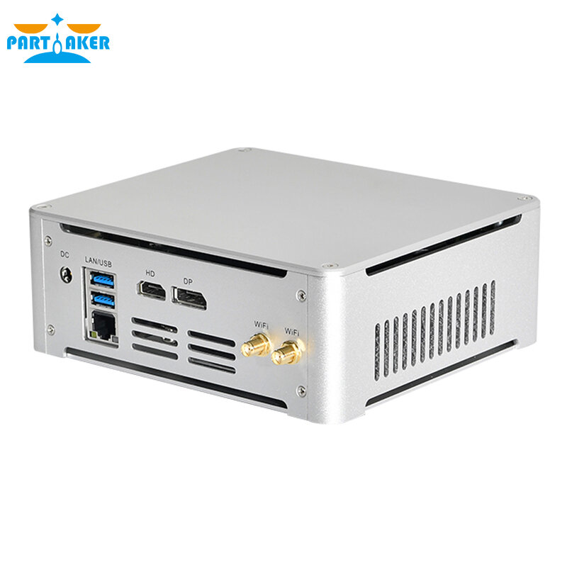 Partaker Mini komputer Intel Core i5 7300HQ i7 7700HQ DDR4 Windows 10 Linux 4K Gaming UHD HTPC HDMI DP Minipc komputer stacjonarny
