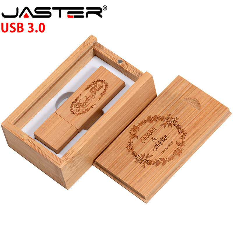 JASTER-محرك أقراص فلاش USB 3.0 مع صندوق خشبي ، 4 جيجابايت ، 8 جيجابايت ، 16 جيجابايت ، 32 جيجابايت ، 64 جيجابايت ، محرك أقراص Usb مع شعار مخصص