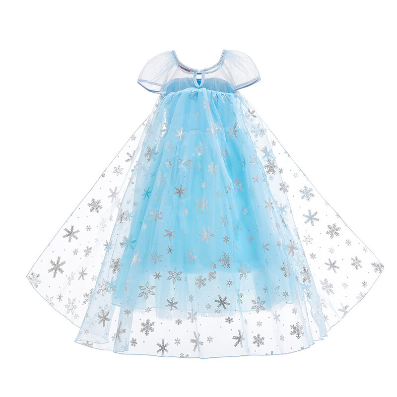 Детское платье Эльзы, светло-голубое Пышное Платье на выпускной, для девочек, костюм Снежной королевы, для Хэллоуина, парик Эльзы