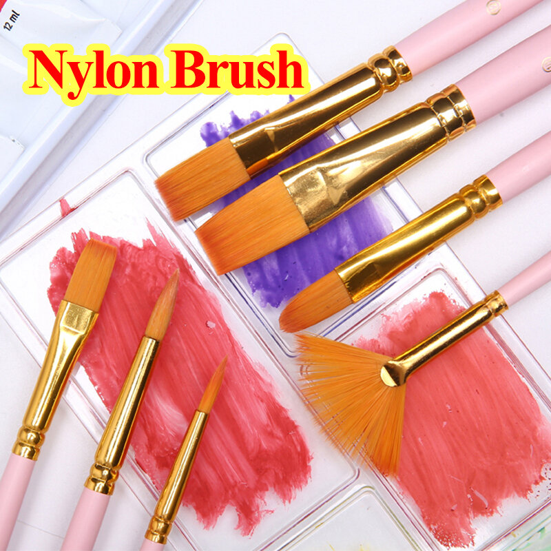 Giorgione Professional Nylon Brush Different Shapes 7/10pcs Watercolor/Gouache/Acrylic/Oil Painting Brush Round Pointed Hook Pen
