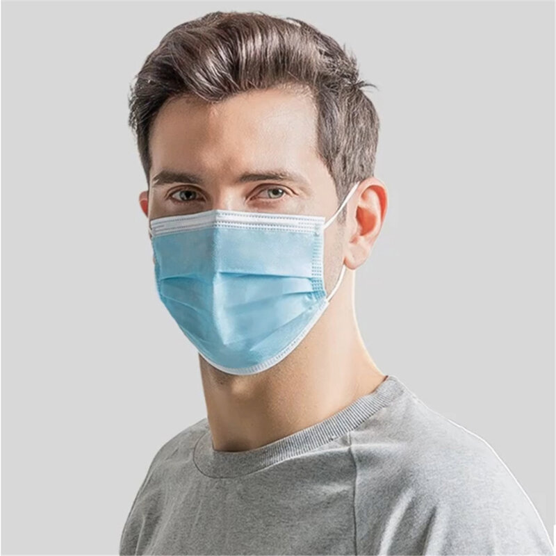 Fast delivery Hot Sale 3-layer mask 100pcs Face Mouth Masks Non Woven Disposable Anti-Dust Masks Earloops Masks