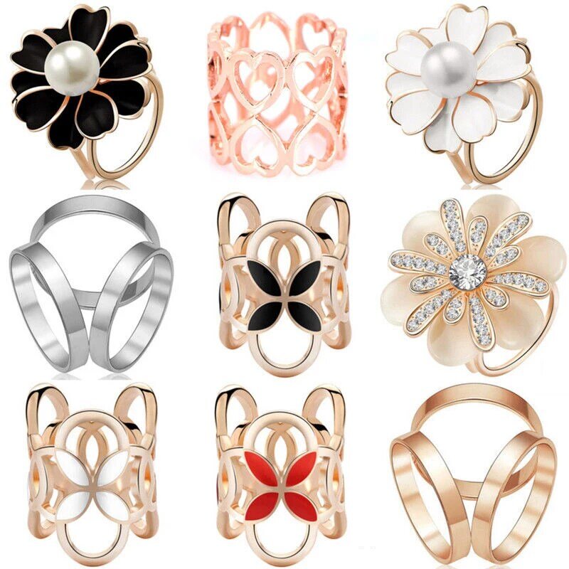 Hot Sale 1pcs Rhinestone Women Scarf Ring Clip Buckle Scarf Holder Ladies Party Jewelry Accessory Gift