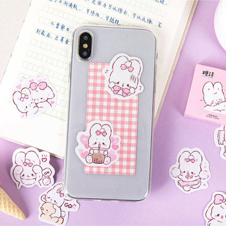 귀여운 토끼 데일리 귀여운 장식 스티커 플래너 스크랩북 문구, 한국 일기 스티커, 상자당 45 개
