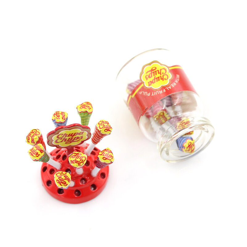 Mini piruletas en miniatura con caja para casa de muñecas, accesorios de juguete para postres, comida, azúcar, dulces, 1/12, 1:12