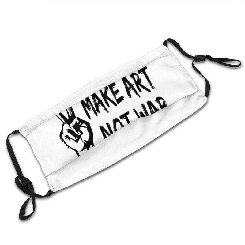 Masque avec filtre Pm2.5, lavable, personnalisé, avec citation d'artiste, "Make Art Not War 2", crayon pour texte