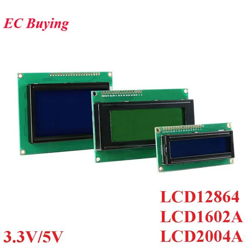 Arduino用LCDディスプレイモジュール,青,黄,緑の画面ソケット,Iic,i2c,1602,1602a,j204a,12864, 3.3v,5v