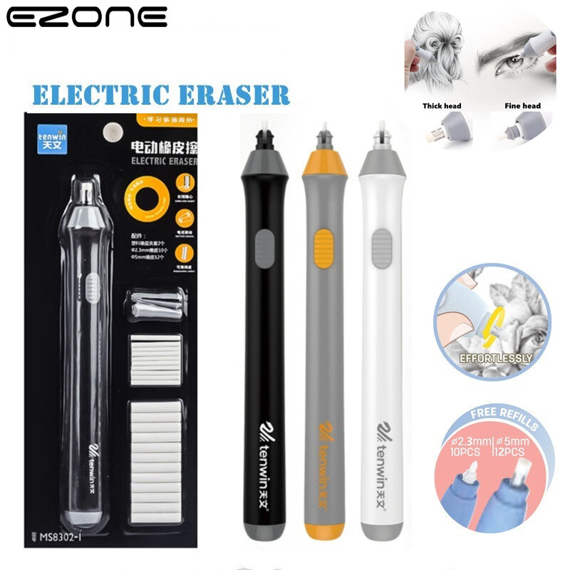 EZONE-goma de borrar eléctrica, borrador de bocetos ajustable, suministros de papelería escolar, dibujo artístico, aprendizaje automático, regalo de papelería