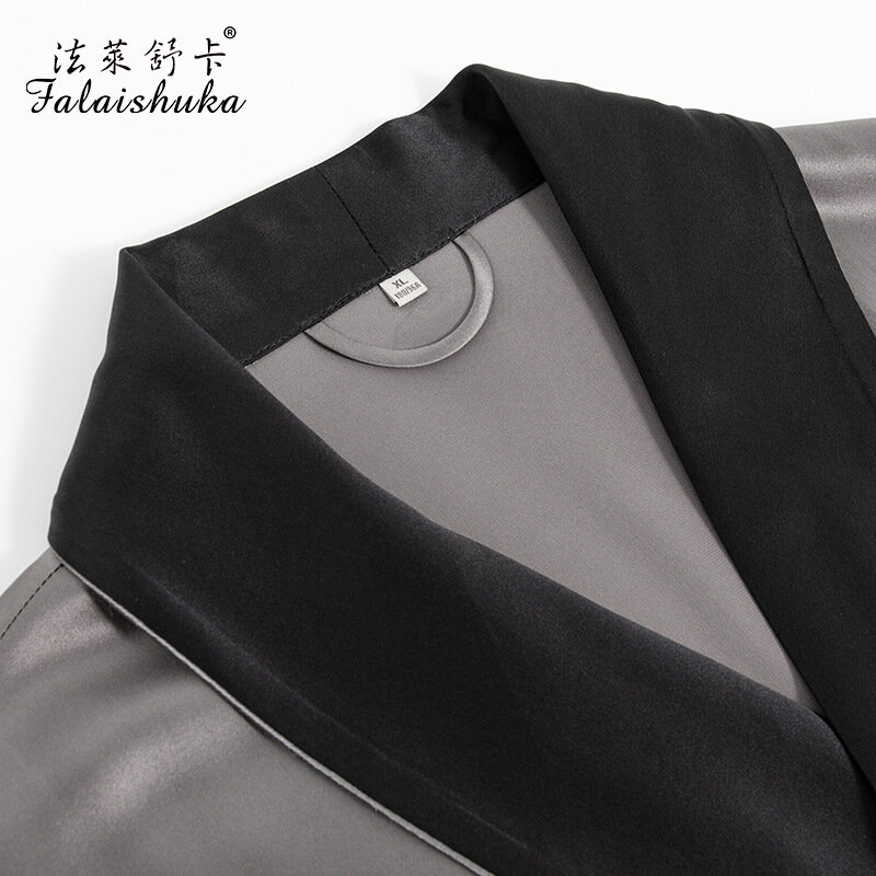 Robes de seda reais para homens, manga comprida, 100% seda amoreira, cinza, robe elegante, S5719, 25 mães