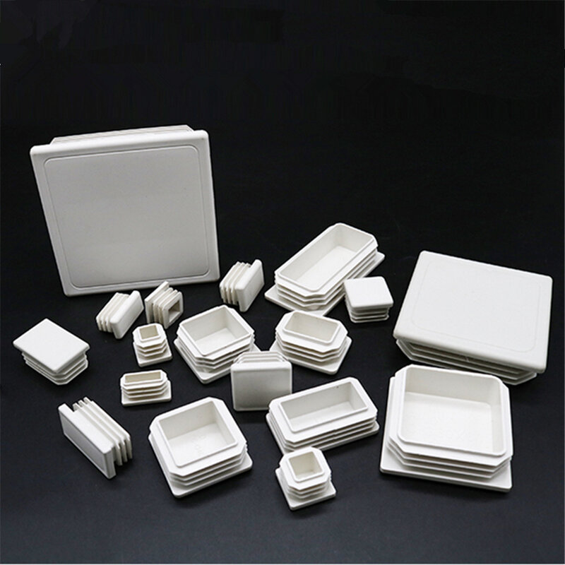 Rectangle Blanking End Caps Cap Tube Pipe Inserts Plug Bung Steel New White Plastic Inserts Plug