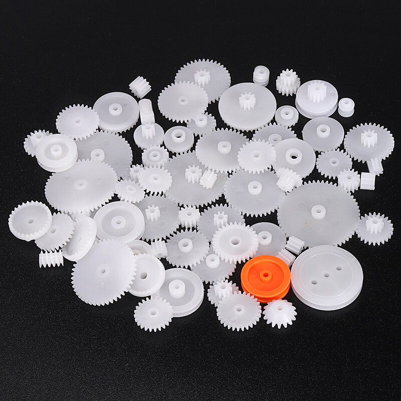 64 tipos de eixo plástico camada dupla única engrenagens de fenda de coroa rosca engrenagens cog m0.5 para robô faça você mesmo necessário