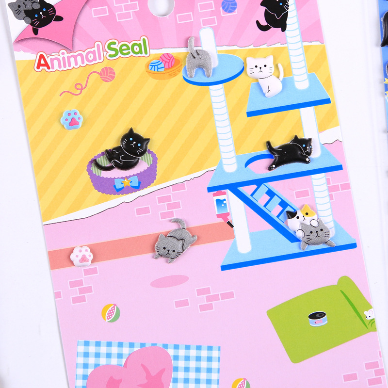 Kawaii Stiker Alat Tulis Dekoratif 3D Busa Hewan Kecil Scrapbooking DIY Stiker Stik Album Diary Kucing Panda untuk Anak-anak