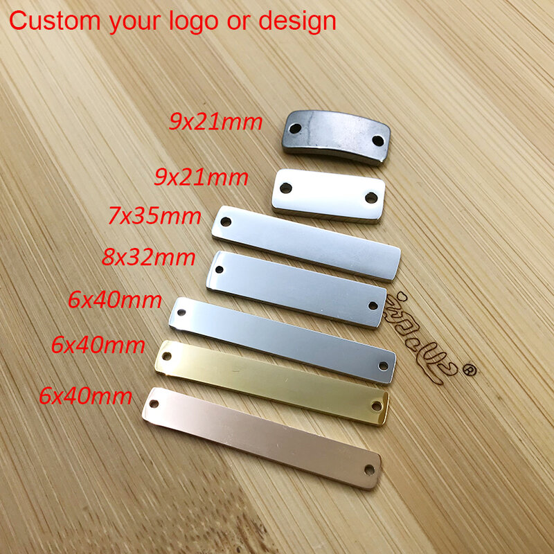 MYLONGINGCHARM – 30 connecteurs de barre rectangulaire en acier inoxydable-logo ou design personnalisé-pendentif rectangulaire